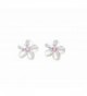 Sterling silver 925 Hawaiian plumeria flower post stud earrings 8mm pink cz - CX182GR9HWQ