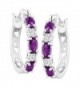 Platinum Plated Natural Amethyst Earrings Diamonds