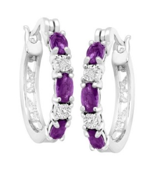 Platinum Plated Natural Amethyst Earrings Diamonds