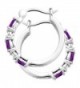 Platinum Plated Natural Amethyst Earrings Diamonds in Women's Hoop Earrings