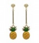 18K Gold Plated Fruit Green Leaf Pineapple Charm Ear Line Threader Long Tassel Drop Stud Earrings - CZ189LXQ09W