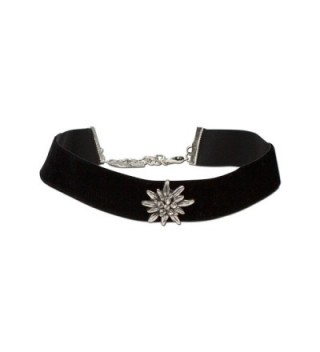 Bavarian Rhinestone Edelweiss Velvet Choker wide (Black) - Traditional German Dirndl- Lederhose Jewelry - CK11K4KENG5