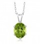 Sterling Silver Green Peridot Pendant Necklace (2.00 cttw- Oval 9X7MM- With 18 Inch Silver Chain) - C7115KK3H25