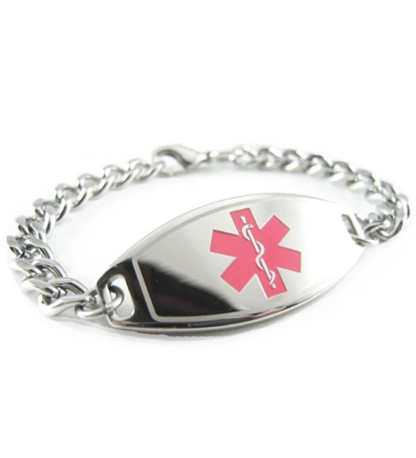 MyIDDr - Pre-Engraved & Customized Latex Allergy Alert Medical Bracelet- Pink - C5119I8VN0X