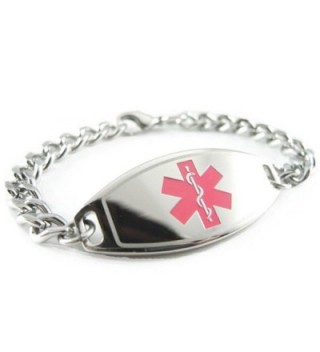 MyIDDr - Pre-Engraved & Customized Latex Allergy Alert Medical Bracelet- Pink - C5119I8VN0X