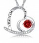 Mothers necklace sterling swarovski Anniversary - Ruby Heart & Moon Necklace - C91897Y2L8C