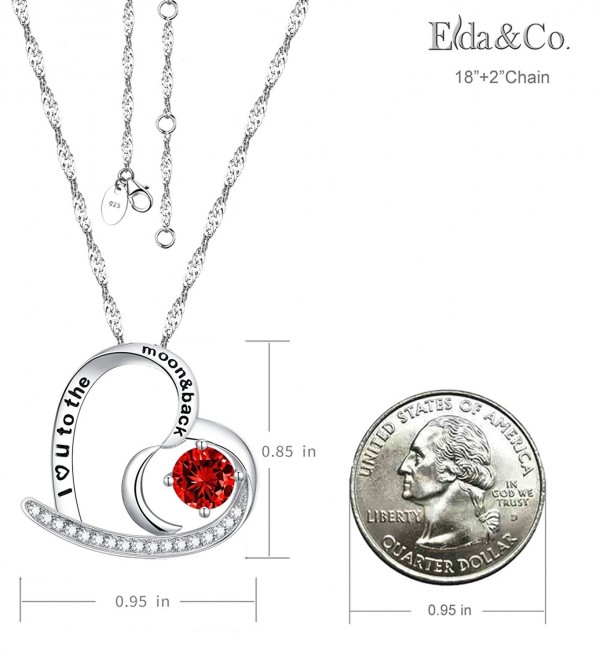 Mothers necklace sterling swarovski Anniversary - Ruby Heart & Moon ...