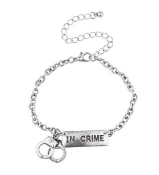 Lux Accessories Silvertone Partners Handcuffs in Women's Link Bracelets