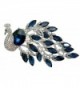 TTjewelry Elegant Peacock Bird Austrian Crystal Brooch Pin - Blue - CB127ZGPYRR