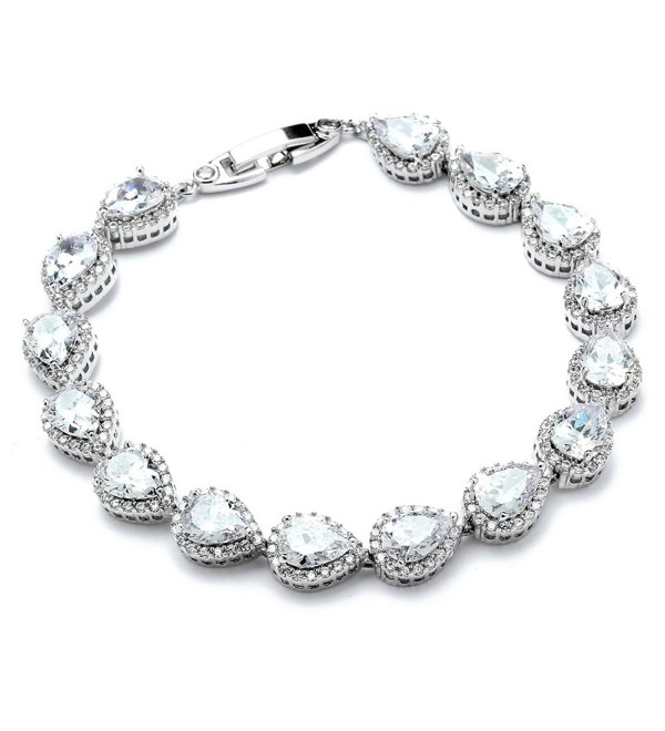 Mariell 6 1/2" CZ Wedding Bridal Tennis Bracelet with Pear-Shaped Halos - Petite Size for Smaller Wrist - C312NA3IEGK