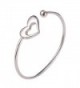 Fashion Skinny Heart/Moon Star Bangle Stainless Steel/Gold Plated Round Open Cuff Bracelets For Women - CS17XHWTL7C