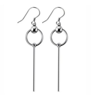 925 Sterling Silver Bead with Long Line Bar Dangle Earrings - CQ183AOLY66