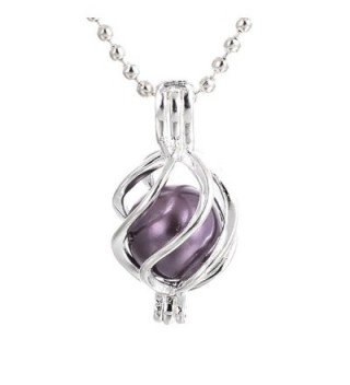 Silver Pearl Cage Necklace Beads Cage Locket Necklace Jewelry&mdashAdd Oyster Pearls Stones Rhinestones - Twist - C0189UAYZKM