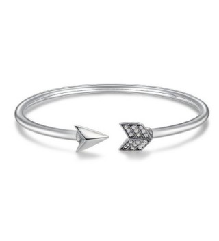 Genuine 925 Sterling Silver Cupid's Arrow Cuff Bracelets & Bangle for Women Jewelry - C1187RDULXT