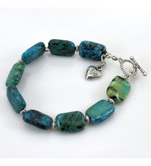 006 Green Chrysocolla Beads Bracelet W/silver Tone Toggle 8" B13010154b - CE125MMUWEL