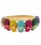 EVER FAITH Austrian Crystal Vintage Style Halloween Lots Skull Bangle Bracelet - Multicolor Gold-Tone - C411I4ZJAB9