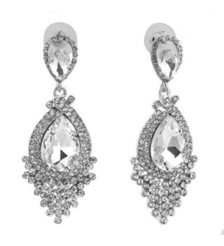 Corykeyes Halo Tassel Teardrop Wedding Statement Earrings - White - C817YZ3OROL