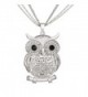 SCIONE Multichain Hollow Night Owl Charm Lockets Pendant Necklace(Silver) - CP12O4U8YTJ