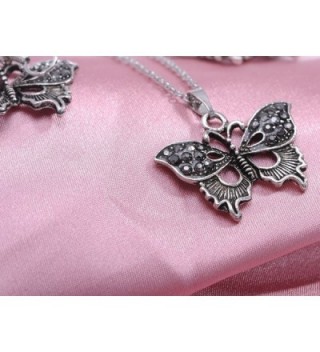 Alilang Gunmetal Rhinestone Butterfly Necklace in Women's Jewelry Sets