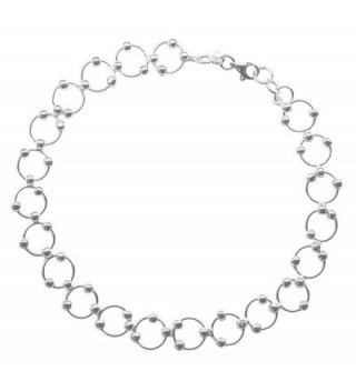 Sterling Silver 10-inch Comfortable Hoop & Bead (Beaded Circle Link) Anklet - Ankle Bracelet - C411D532Z9F