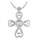 Women 925 Sterling Silver Cross Locket Pendant Necklace with Round Akoya Cultured Pearl 6-7mm - CZ120PH8547