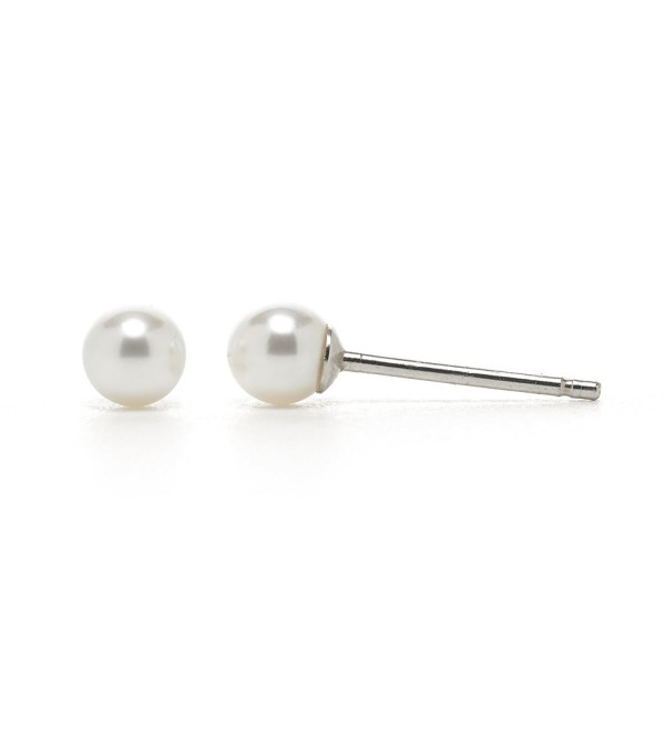 14K white Gold 3-4mm RARE BABY Akoya Cultured Pearl Stud Earrings - CW110VA9JBB