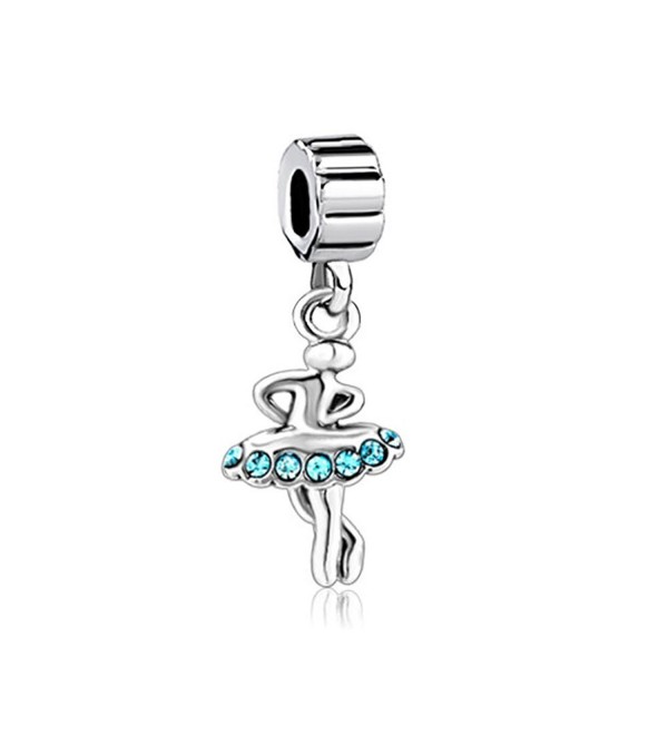 LovelyCharms Dancer Love To Dance Charm Beads For Bracelets - Blue - CF17YIAEKH2