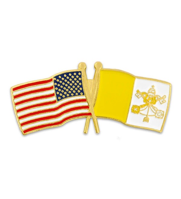 PinMart's USA and Vatican City Crossed Friendship Flag Enamel Lapel Pin - C9119PELT45