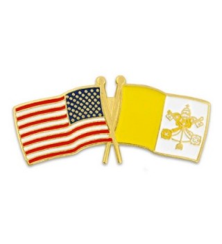 PinMart's USA and Vatican City Crossed Friendship Flag Enamel Lapel Pin - C9119PELT45