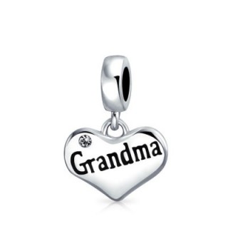 Bling Jewelry 925 Silver Crystal Grandma Heart Dangle Bead Charm - CE11GKF3D3H