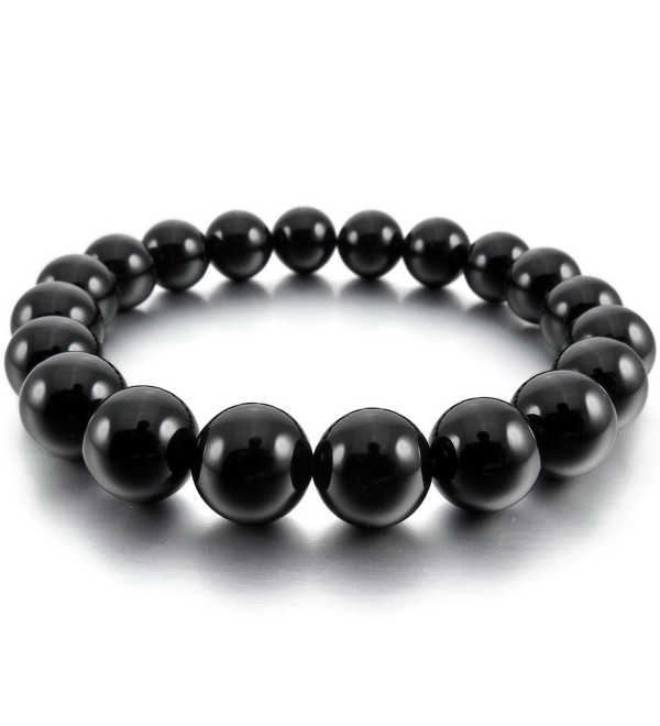 INBLUE Women-Men's 10mm Energy Bracelet Link Wrist Energy Stone Simulated Buddha Mala Bead - 01.black - CI182ZACMCY