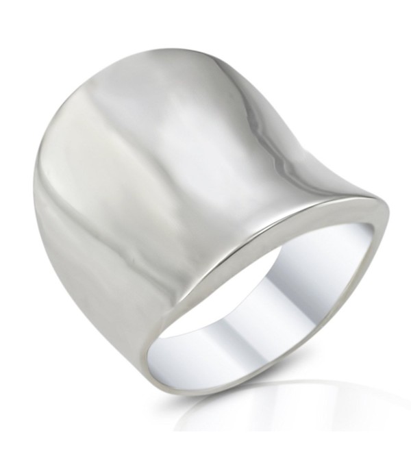 MIMI Sterling Silver Cool Plain 22MM Wide Front Design Band Ring - CP119XW0Z6R