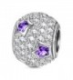 NinaQueen "Star Pave" 925 Sterling Silver Purple Cubic Zirconia Bead Charms - CV11Y2577H5