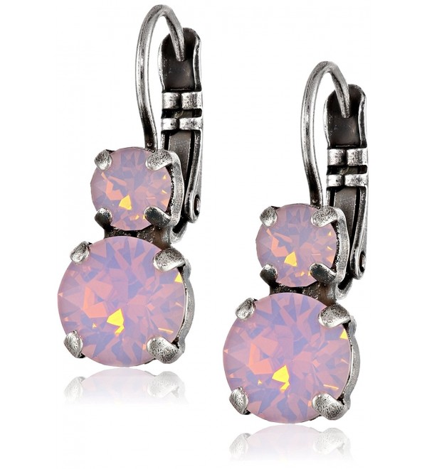 Mariana Silver Plated Petite Round Rose Water Opalescent Crystal Drop Earrings - CA11GW5ZST7