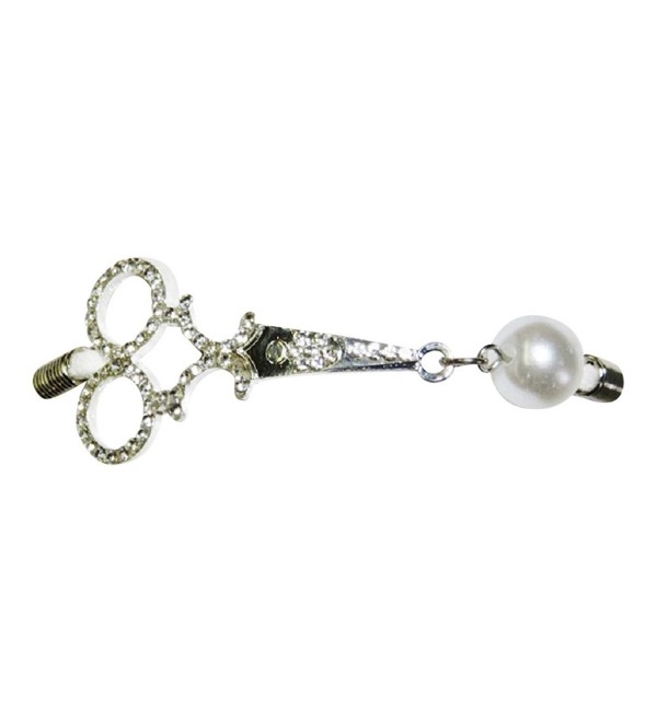 Suede Like Rhinestone Scissor/Simulated Pearl Charm Hair Stylist Bracelet - White - CX11RM16N5X
