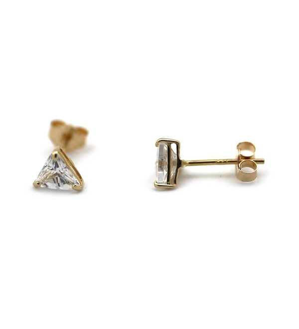 14k Yellow or White Gold Small 4mm Cubic Zirconia Triangle Stud