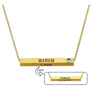 Miraclelove Gold Chain Crystal Necklace Birthstone Personalized Pendant Bar Necklace- 18" - C6182S8OD7Q
