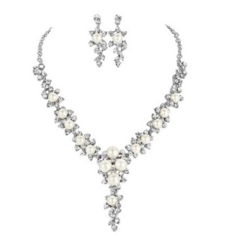 FAYBOX Glamorous Crystal Rhinestone Beading Necklace Earrings Wedding Jewelry Sets - C212C9ZCRY7