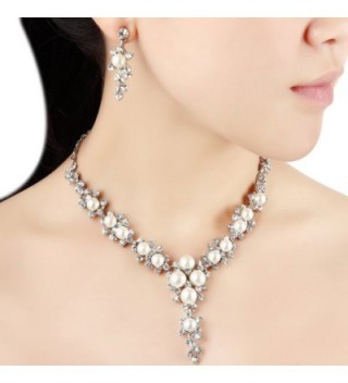 FAYBOX Glamorous Rhinestone Necklace Earrings