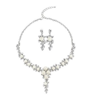 FAYBOX Glamorous Rhinestone Necklace Earrings in Women's Jewelry Sets