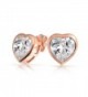 Bling Jewelry Heart Shaped CZ Stud earrings Rose Gold Plated 7mm - CL11BSKJH7P