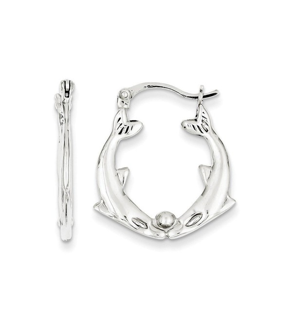 Sterling Silver Kissing Dolphins Hoop Earrings (0.98 in x 0.83 in) - CP113EP4YH5