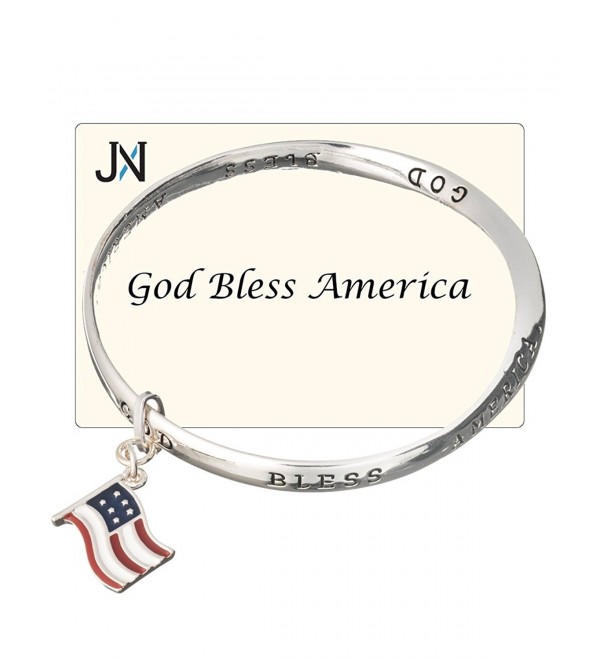 God Bless America American Flag Charm Twist Bracelet Inspirational Card by Jewelry Nexus - CY11DX8K1JD