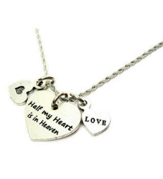 Chubby Chico Charms Half My Heart Is In Heaven 20" Stainless Steel Rope Chain Necklace - C712CD08ZZX