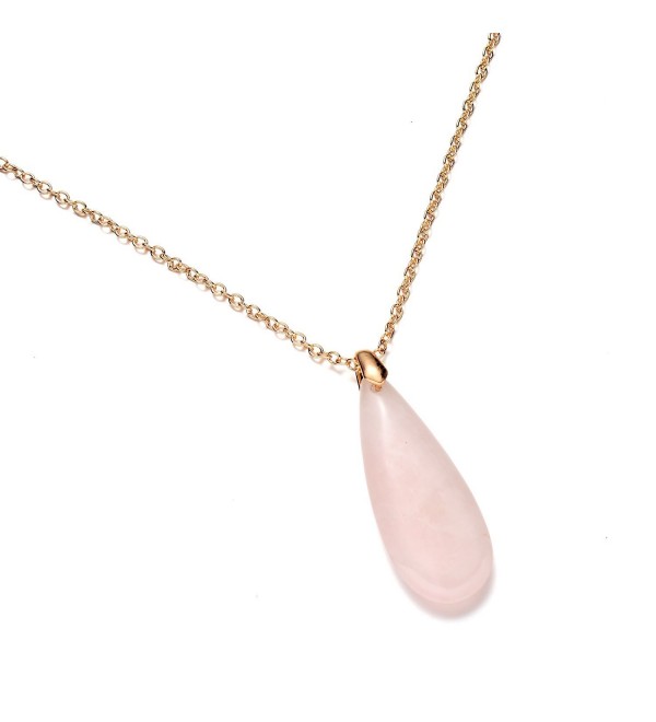 Onnea Life is Colorful Natural Stone Water Drop Pendant Necklace - Love Pink - CD11A01XZOD