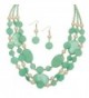 Turquoise Multi Row Shell and Pearl Necklace and Earring Set - C011OFAH6VX