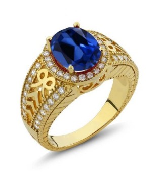 4.12 Ct Oval Blue Created Sapphire 925 Yellow Gold Plated Silver Ring (Available in size 5- 6- 7- 8- 9) - C011QK3CDPD