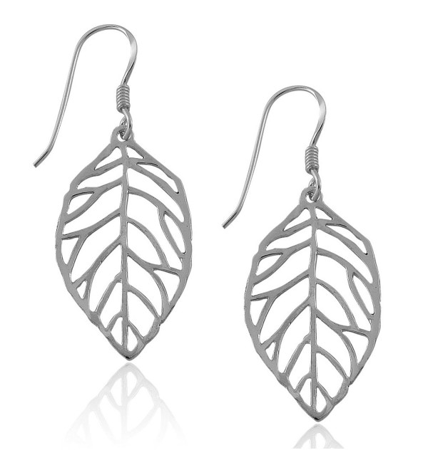 MIMI Sterling Silver Cut Out Leaf Drop Dangle Earrings - C312D70XY7H