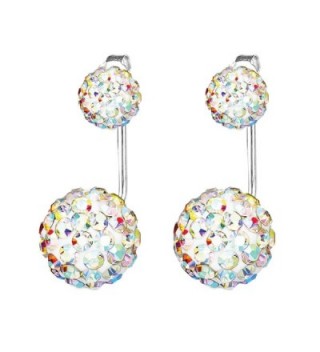 BodyJ4You Earrings Jacket Ear Stud Reverse Crystal Paved Ball Jewelry Set - Aurora - CX182MHD2C7