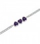 3 Hearts Created Alexandrite Heart Bezel Bracelet .925 Sterling Silver Rhodium Finish - CP120N60FBV